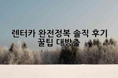 🚗💨 렌터카 완전정복: 솔직 후기 & 꿀팁 대방출!