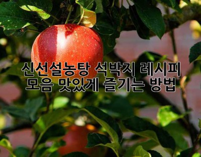 신선설농탕 석박지 레시피 모음: 맛있게 즐기는 방법!
